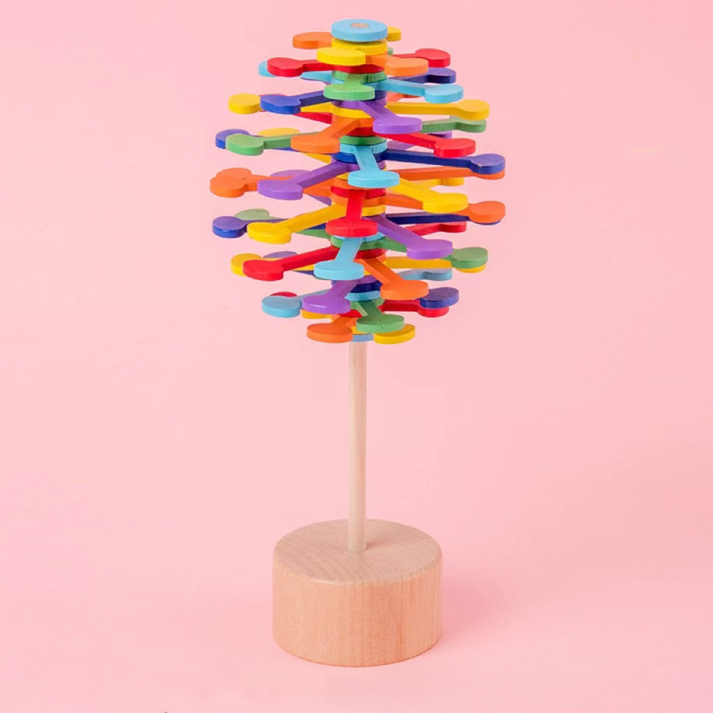 Wooden spin lollipop Fisher Series Decompression toy