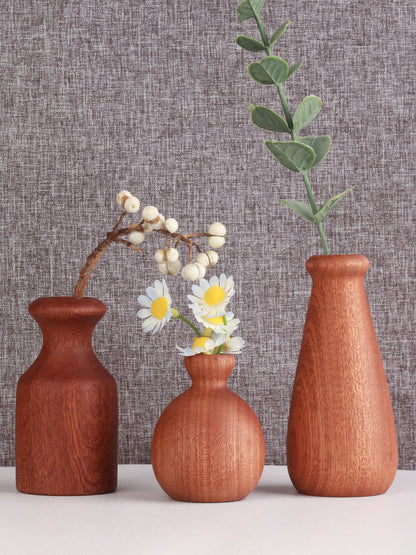 Vintage Solid Wood Handmade Vases