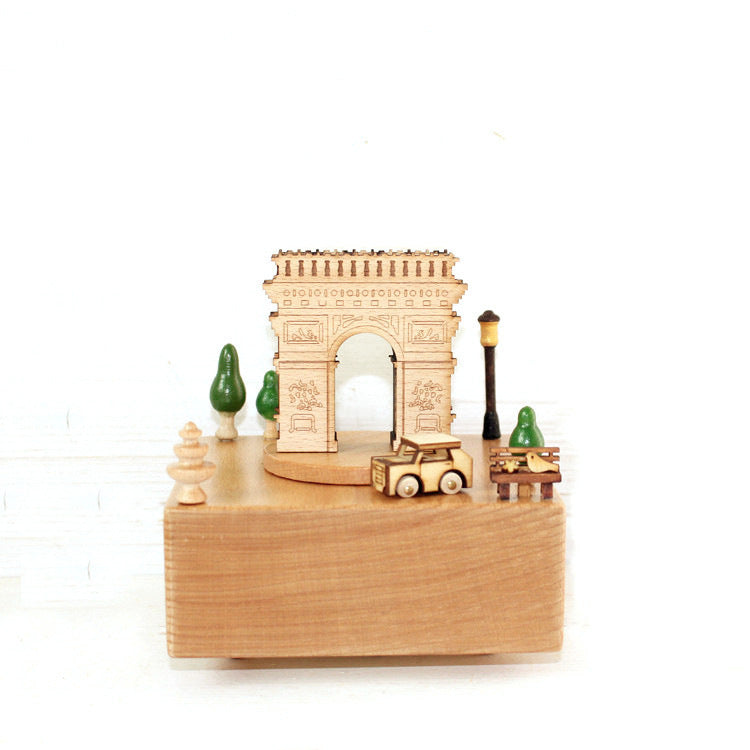 Solid wood music box - Arc de Triomphe Train