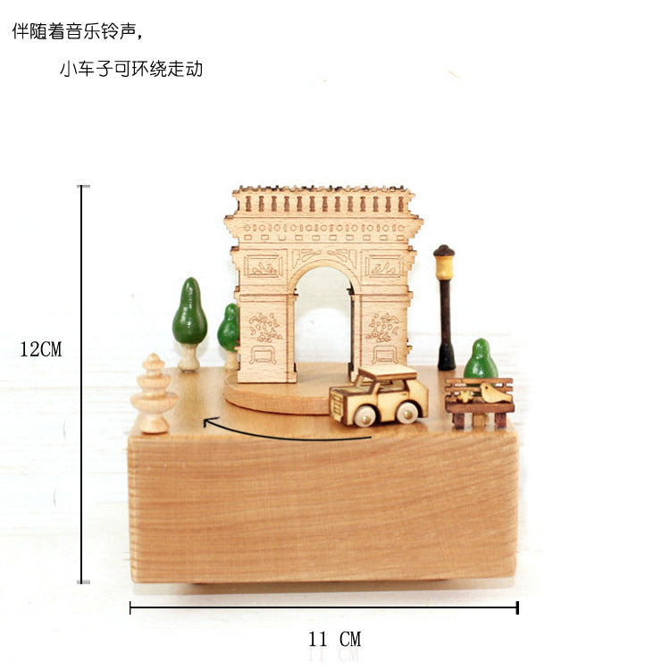 Solid wood music box - Arc de Triomphe Train