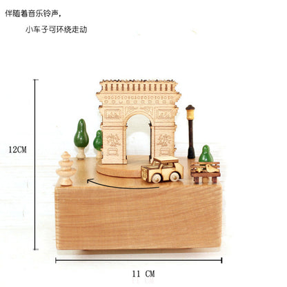 Solid wood music box - Arc de Triomphe Train