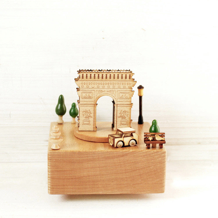 Solid wood music box - Arc de Triomphe Train