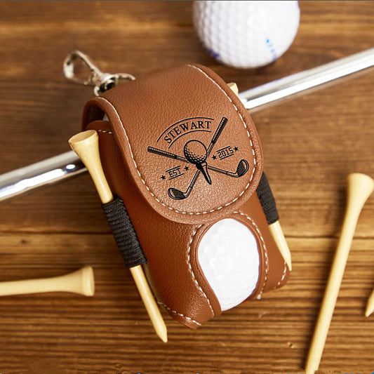 Mini leather golf ball storage bag