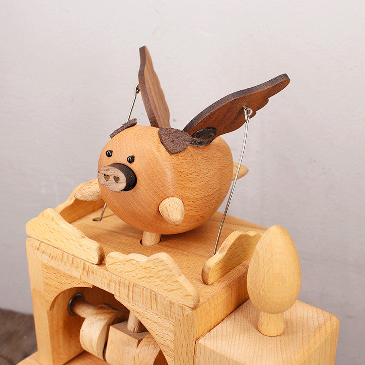 Flying Pig - Wooden mechanical creative toy