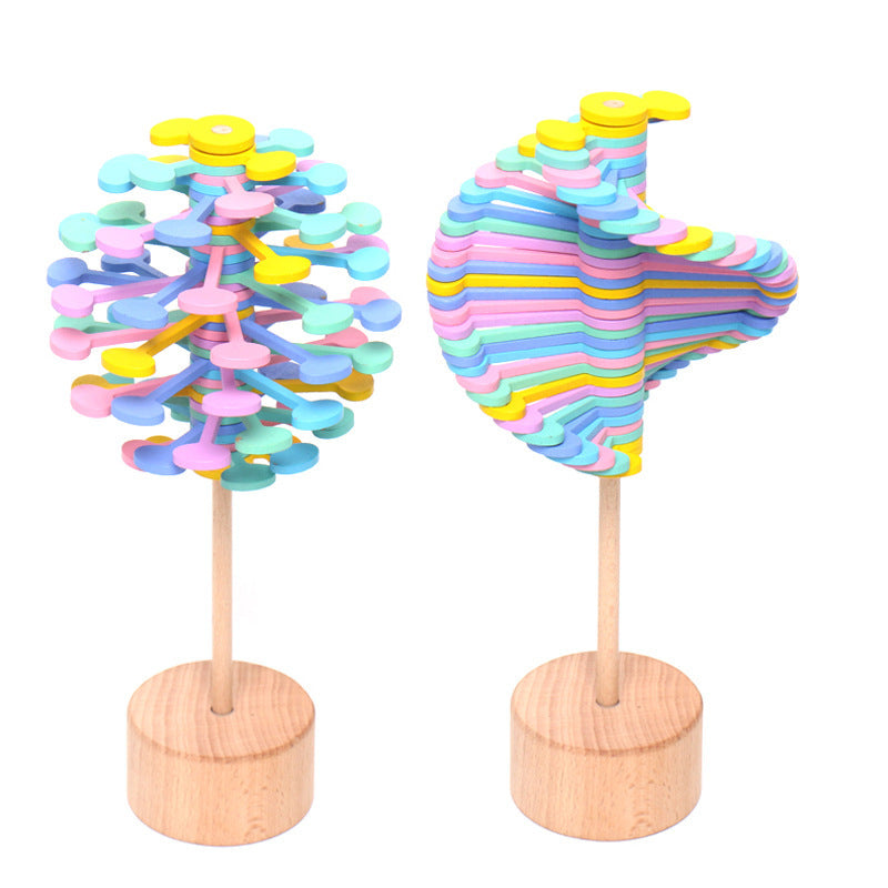 Wooden spin lollipop Fisher Series Decompression toy