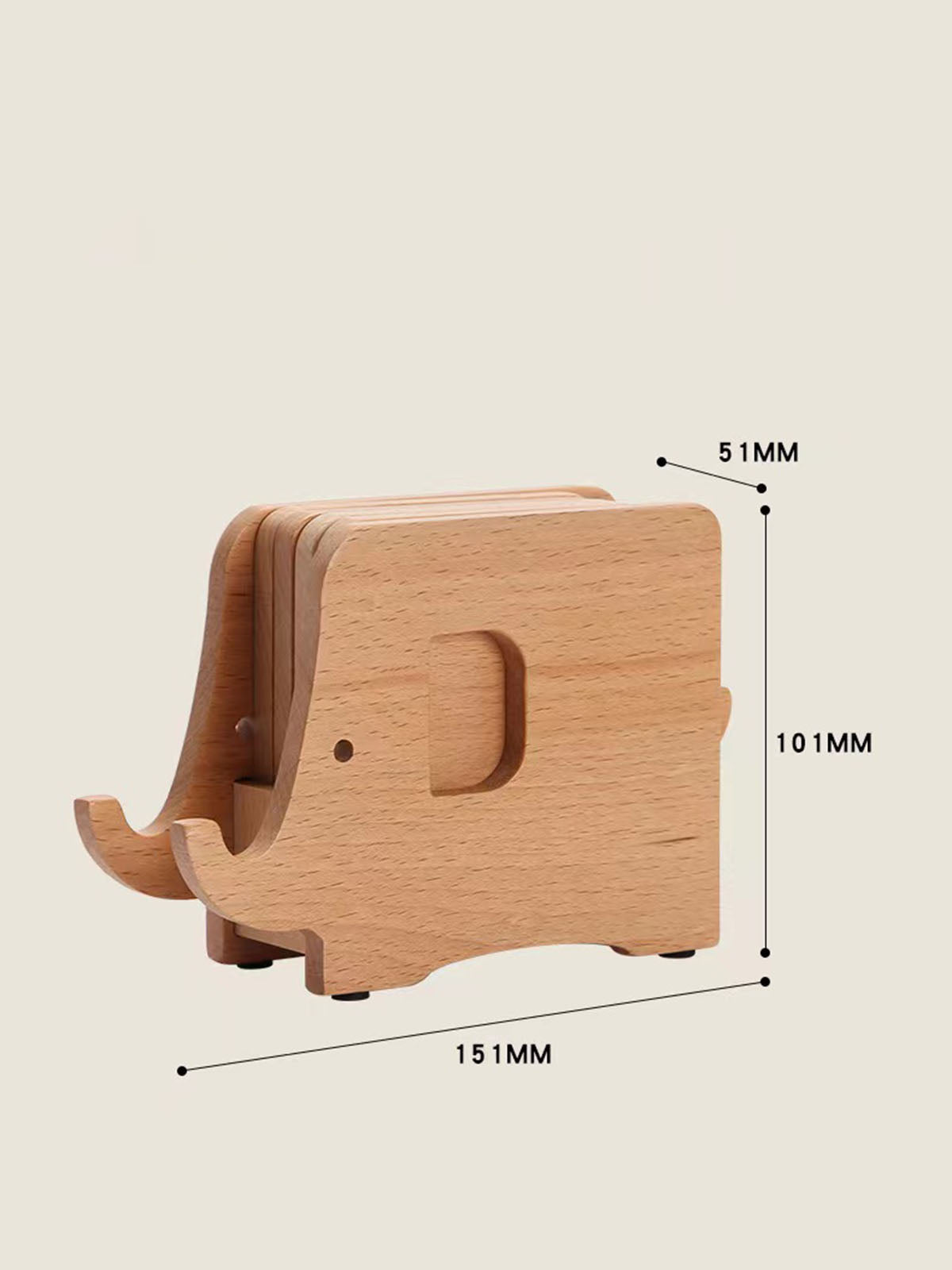 Desktop Creative Solid Wood Elephant Coaster Mobile Phone Holder