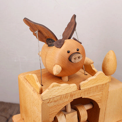 Flying Pig - Wooden mechanical creative toy