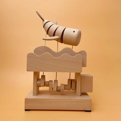 Wooden Mechanical Toy - Cute Whale