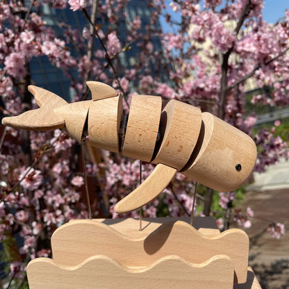 Wooden Mechanical Toy - Cute Whale