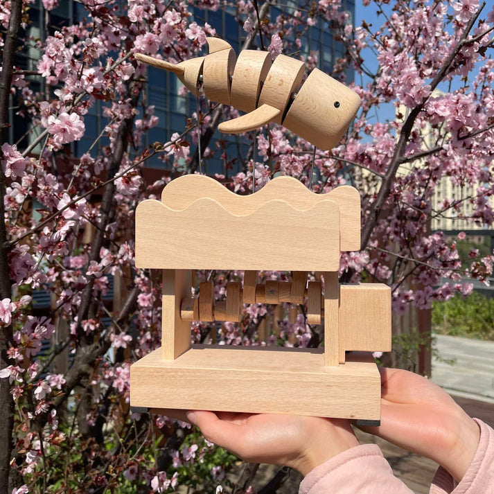 Wooden Mechanical Toy - Cute Whale