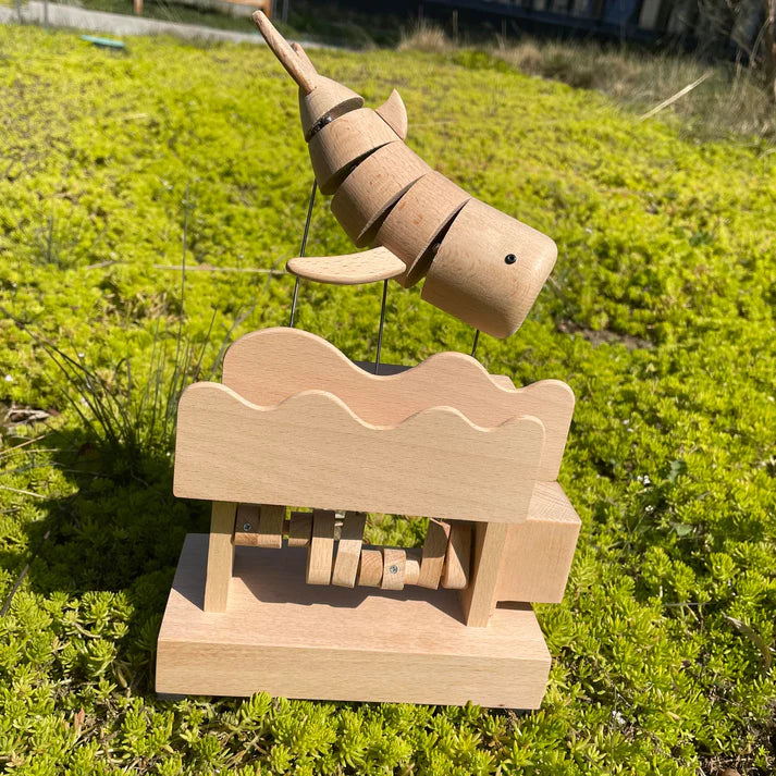 Wooden Mechanical Toy - Cute Whale